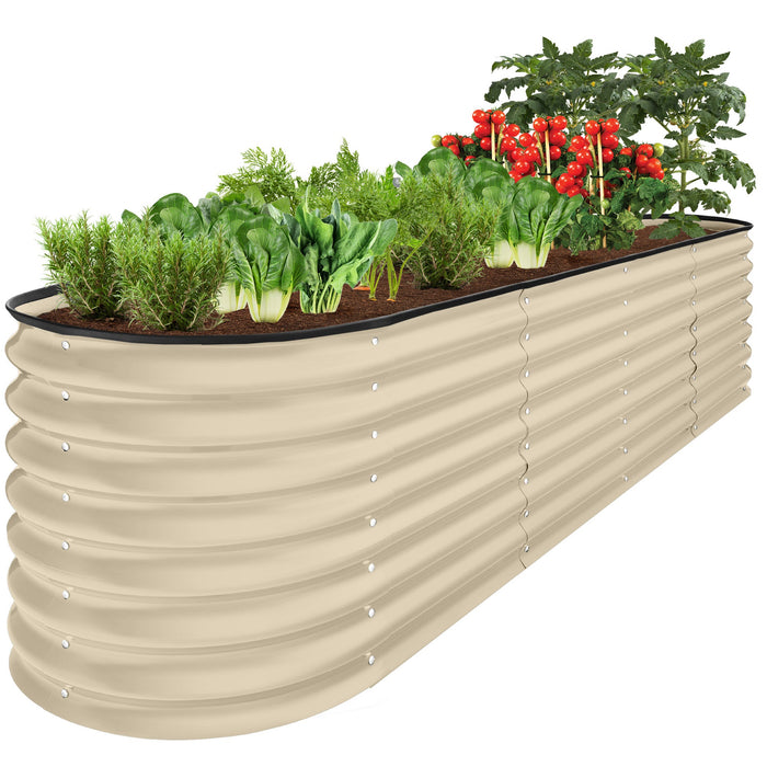 Metal Raised Garden Bed, Oval Outdoor Planter Box for Vegetables - 8x2x2ft