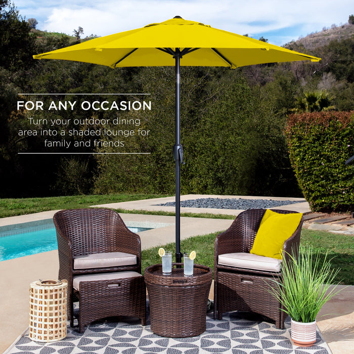 Outdoor Market Patio Umbrella w/ Push Button Tilt, Crank Lift - 7.5ft