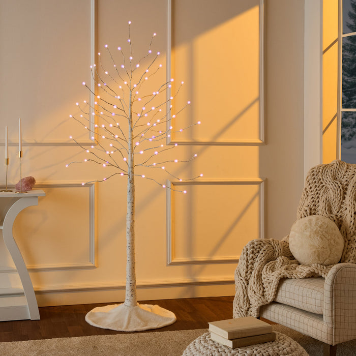 Set of 3 Lighted Twig Birch Trees, 4ft, 6ft, 8ft w/ 300 2-in-1 LEDs