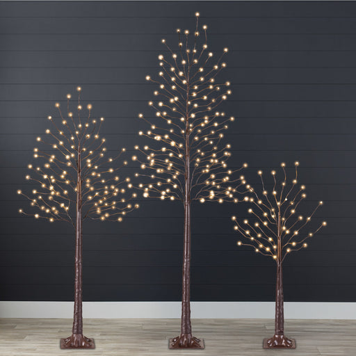 Set of 3 Lighted Twig Birch Trees, 4ft, 6ft, 8ft w/ 300 2-in-1 LEDs