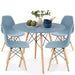 5-Piece Mid-Century Modern Dining Set w/ 4 Chairs, Wooden Legs, Metal Frame