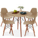 5-Piece Mid-Century Modern Dining Set w/ 4 Chairs, Wooden Legs, Metal Frame