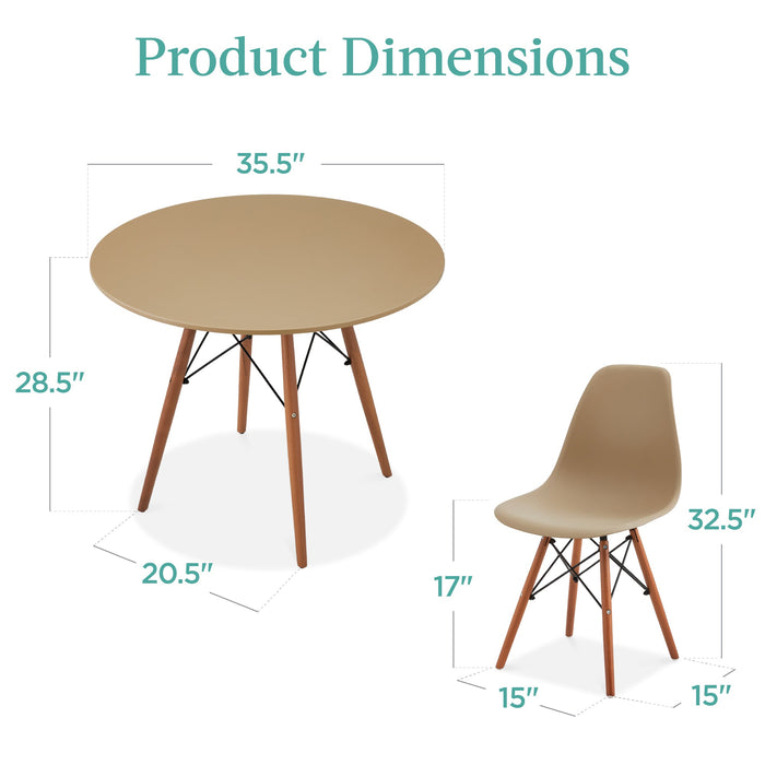 5-Piece Mid-Century Modern Dining Set w/ 4 Chairs, Wooden Legs, Metal Frame