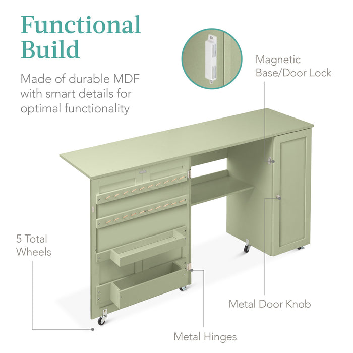 Grande table de couture pliante portable et multifonctionnelle avec roulettes