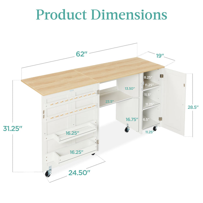 Grande table de couture pliante portable et multifonctionnelle avec roulettes