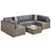 7-Piece Modular Wicker Sectional Conversation Set w/ 2 Pillows, Cover