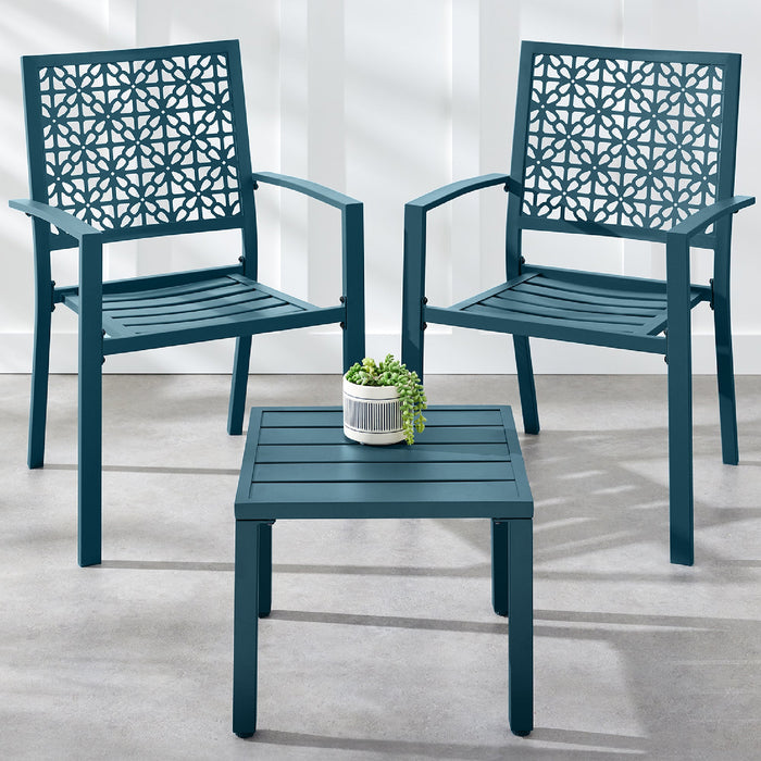 3-Piece Stackable Steel Outdoor Conversation Bistro Set