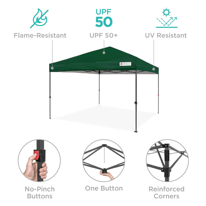 One-Person Setup Instant Pop Up Canopy w/ Case, 4 Weight Bags - 8x8ft