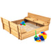 Kids Cedar Sandbox w/ Sand Screen, 2 Benches - 47x47in