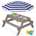 3-in-1 Kids Sand & Water Table Outdoor Wood Picnic Table w/ Umbrella