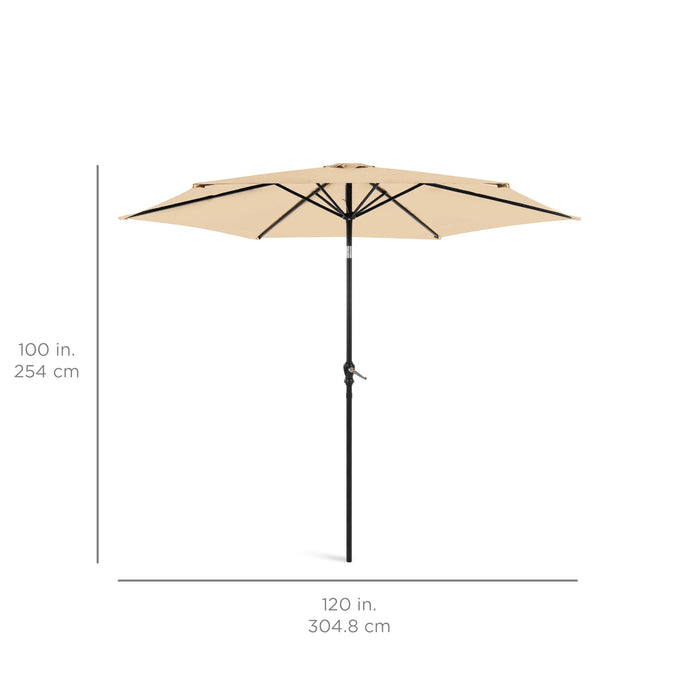 Outdoor Steel Market Patio Umbrella Decoration w/ Tilt, Crank Lift - 10ft