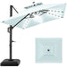 2-Tier Square LED Cantilever Offset Umbrella w/ 360 Rotation, Base - 10x10ft