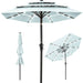 3-Tier Solar Patio Umbrella w/ LED Lights, Tilt Adjustment, Crank - 10ft