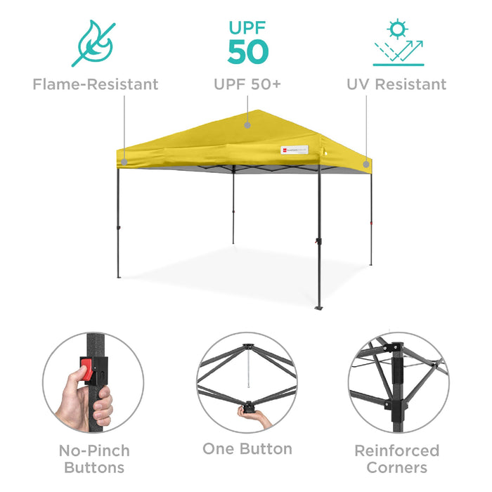 One-Person Setup Instant Pop Up Canopy w/ Case, 4 Weight Bags - 10x10ft