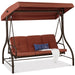 3-Seat Outdoor Canopy Swing Glider Furniture w/ Converting Flatbed Backrest