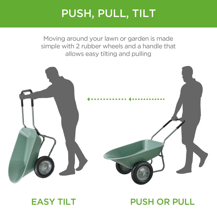 Dual-Wheel Wheelbarrow Garden Cart