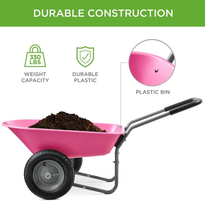 Dual-Wheel Wheelbarrow Garden Cart