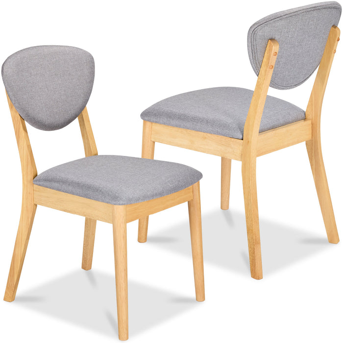 2-Piece Mid-Century Modern Wood &Upholstered Dining Chair Set