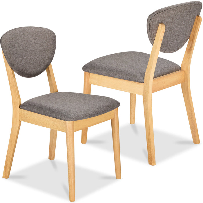 2-Piece Mid-Century Modern Wood &Upholstered Dining Chair Set