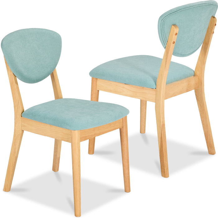 2-Piece Mid-Century Modern Wood &Upholstered Dining Chair Set