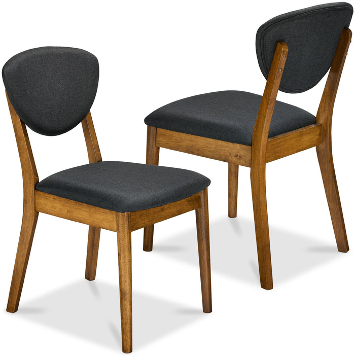 2-Piece Mid-Century Modern Wood &Upholstered Dining Chair Set