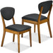 2-Piece Mid-Century Modern Wood &Upholstered Dining Chair Set