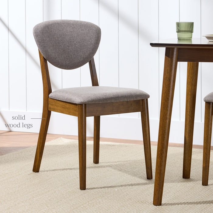 2-Piece Mid-Century Modern Wood &Upholstered Dining Chair Set