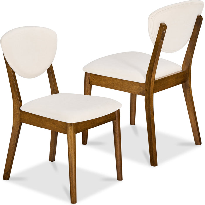 2-Piece Mid-Century Modern Wood &Upholstered Dining Chair Set