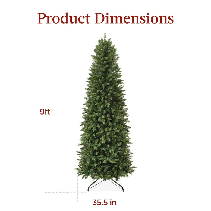 Sapin de Noël en forme de crayon d'épinette pré-éclairé avec lumières LED 2 en 1