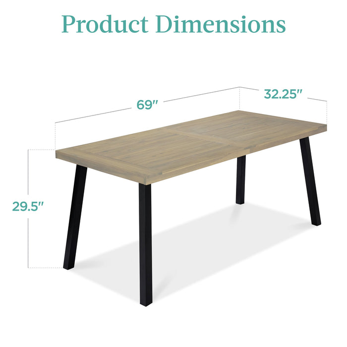 6-Person Indoor Outdoor Acacia Wood Dining Table