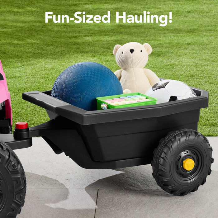 12V Kids Ride-On UTV and Trailer w/Parent Remote Control, LED Lights