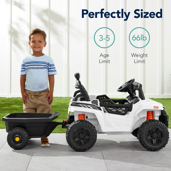 12V Kids Ride-On UTV and Trailer w/Parent Remote Control, LED Lights