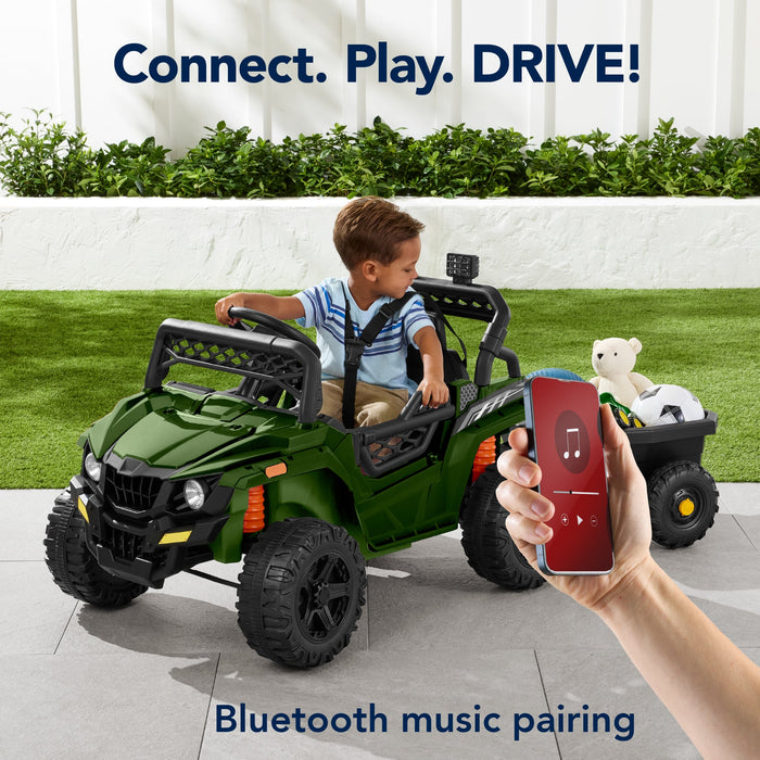 12V Kids Ride-On UTV and Trailer w/Parent Remote Control, LED Lights