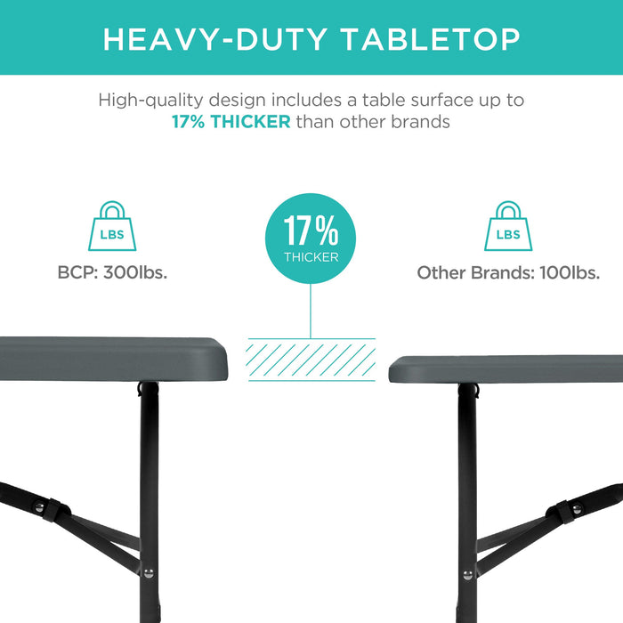 Portable Folding Plastic Dining Table w/ Handle, Lock - 6ft