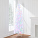 Pre-Lit White Pencil Christmas Tree w/ Metal Base, 2-in-1 Multicolor Lights