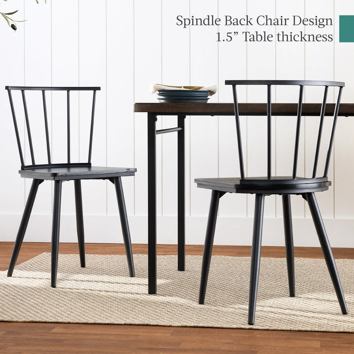 4-Piece Dining Kitchen Table Set w/ 2 Black Spindle Back Chairs, Bench