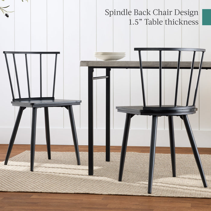 4-Piece Dining Kitchen Table Set w/ 2 Black Spindle Back Chairs, Bench