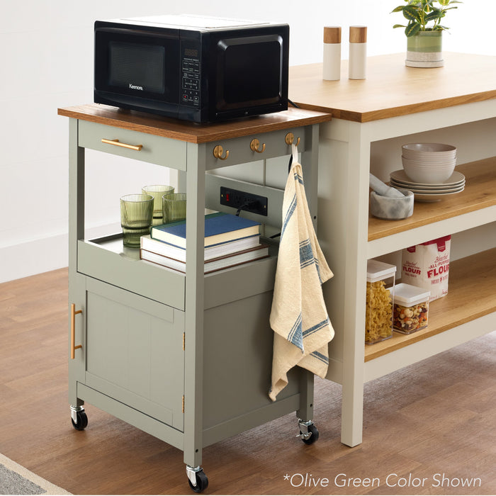 Rolling Kitchen Island Cart, Cabinet w/Drawer, Sliding Tray, Outlet