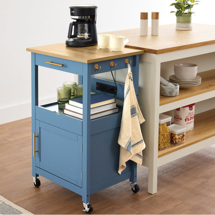 Rolling Kitchen Island Cart, Cabinet w/Drawer, Sliding Tray, Outlet