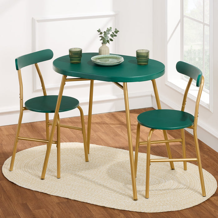 3-Piece Oval Dining Table Set, Small Kitchen Set w/ 2 Chairs