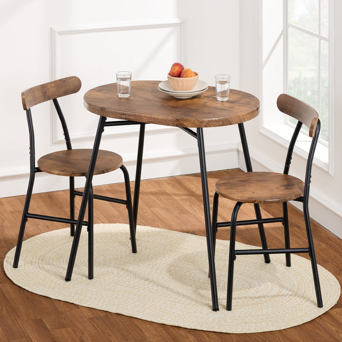 3-Piece Oval Dining Table Set, Small Kitchen Set w/ 2 Chairs