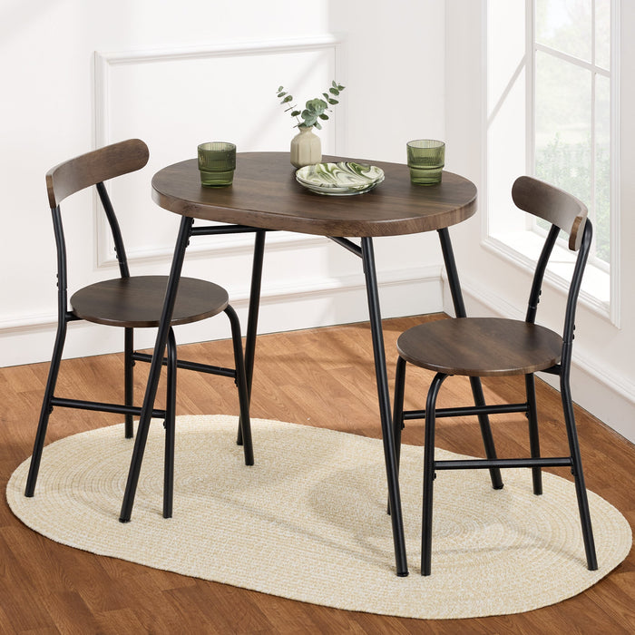 3-Piece Oval Dining Table Set, Small Kitchen Set w/ 2 Chairs