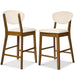 2-Piece Mid-Century Modern Wood &Upholstered Counter Height Bar Stool Set