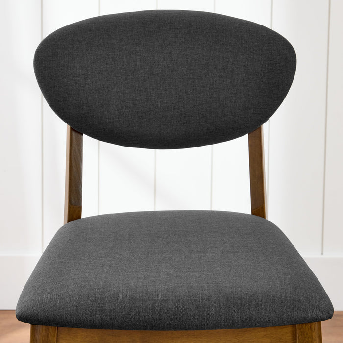 2-Piece Mid-Century Modern Wood &Upholstered Counter Height Bar Stool Set