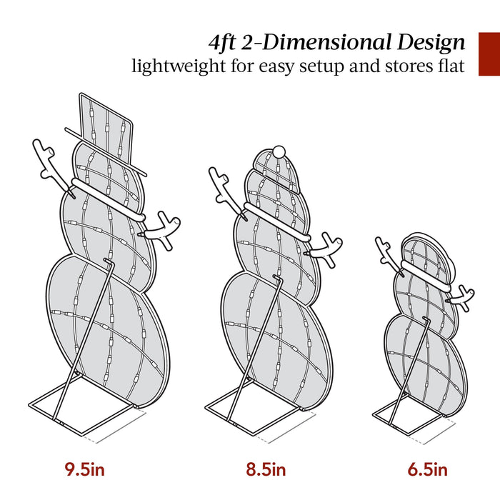 Ensemble de décoration de jardin extérieur avec bonhomme de neige éclairé en 2D et lumières LED scintillantes