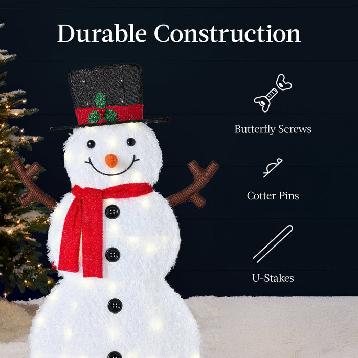 Ensemble de décoration de jardin extérieur avec bonhomme de neige éclairé en 2D et lumières LED scintillantes