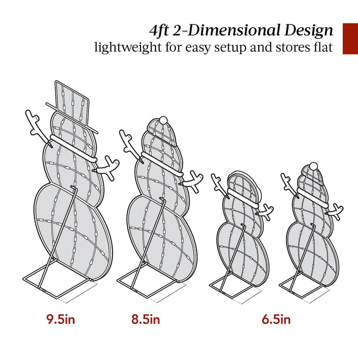 Ensemble de décoration de jardin extérieur avec bonhomme de neige éclairé en 2D et lumières LED scintillantes