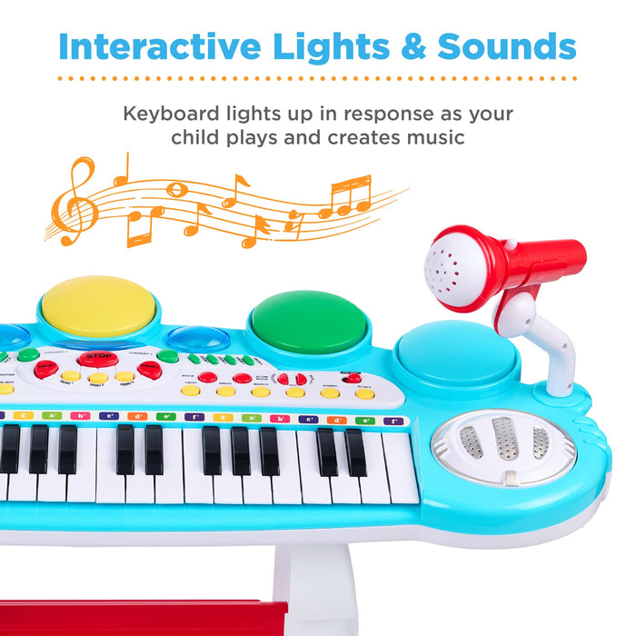 37-Key Kids Electric Keyboard w/ Microphone, Stool