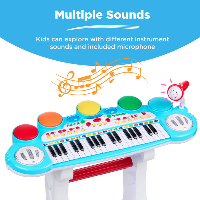 37-Key Kids Electric Keyboard w/ Microphone, Stool