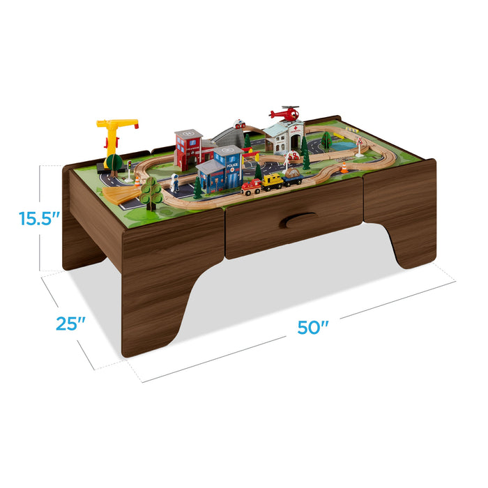 35-Piece Train Table, Large Multipurpose Playset w/ Reversible Table Top